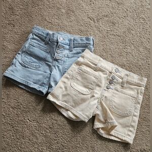 Old Navy girls high rise built in tough short set, Size 6, cream and light denim